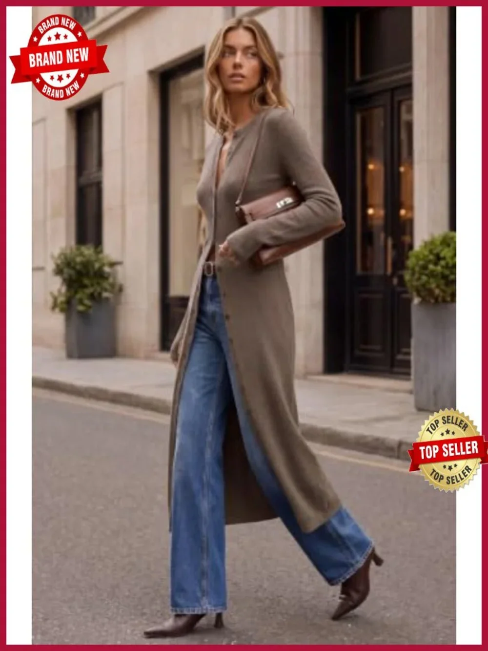 Wool Blend Slim Fit Long Cardigan Duster with Thumbhole Cuffs, Anti-Pilling,